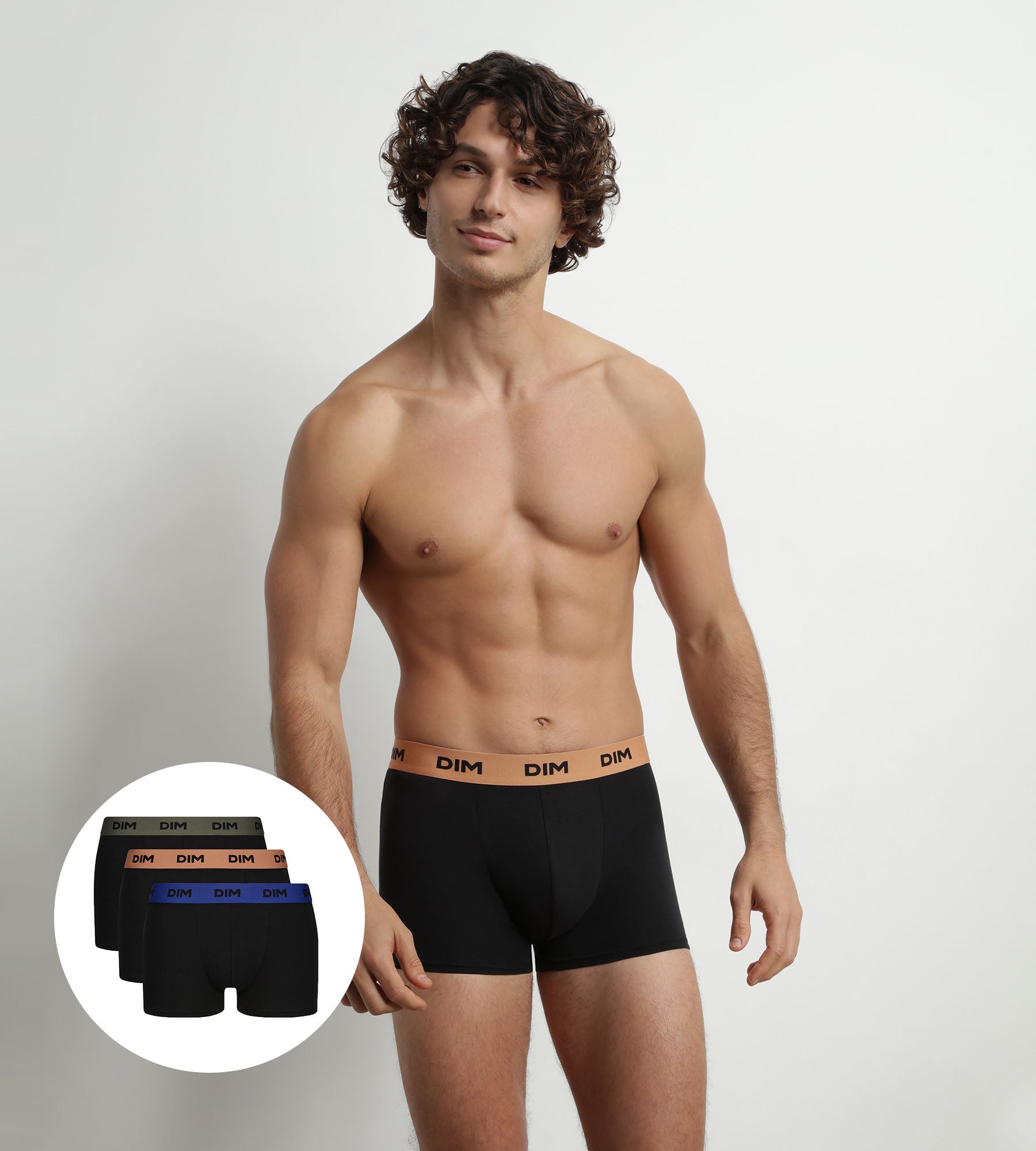 DIM Boxer Mix And Colors Uomo - Confezione Da 3 In Cotone Elasticizzato - Morbidi Con Vita A Contrasto