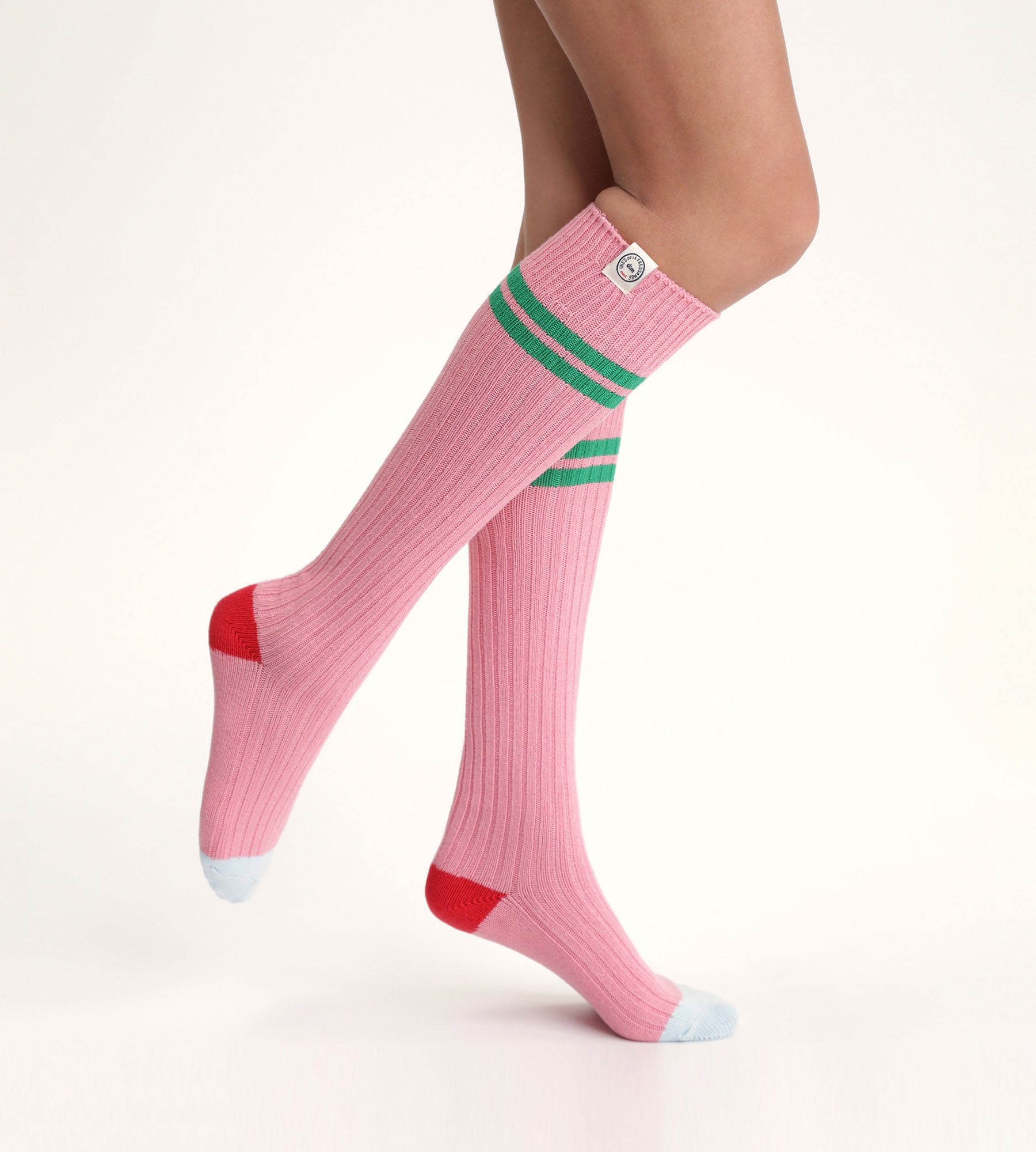 Chaussettes hautes femme colorblock Rose Dim x Ines de La