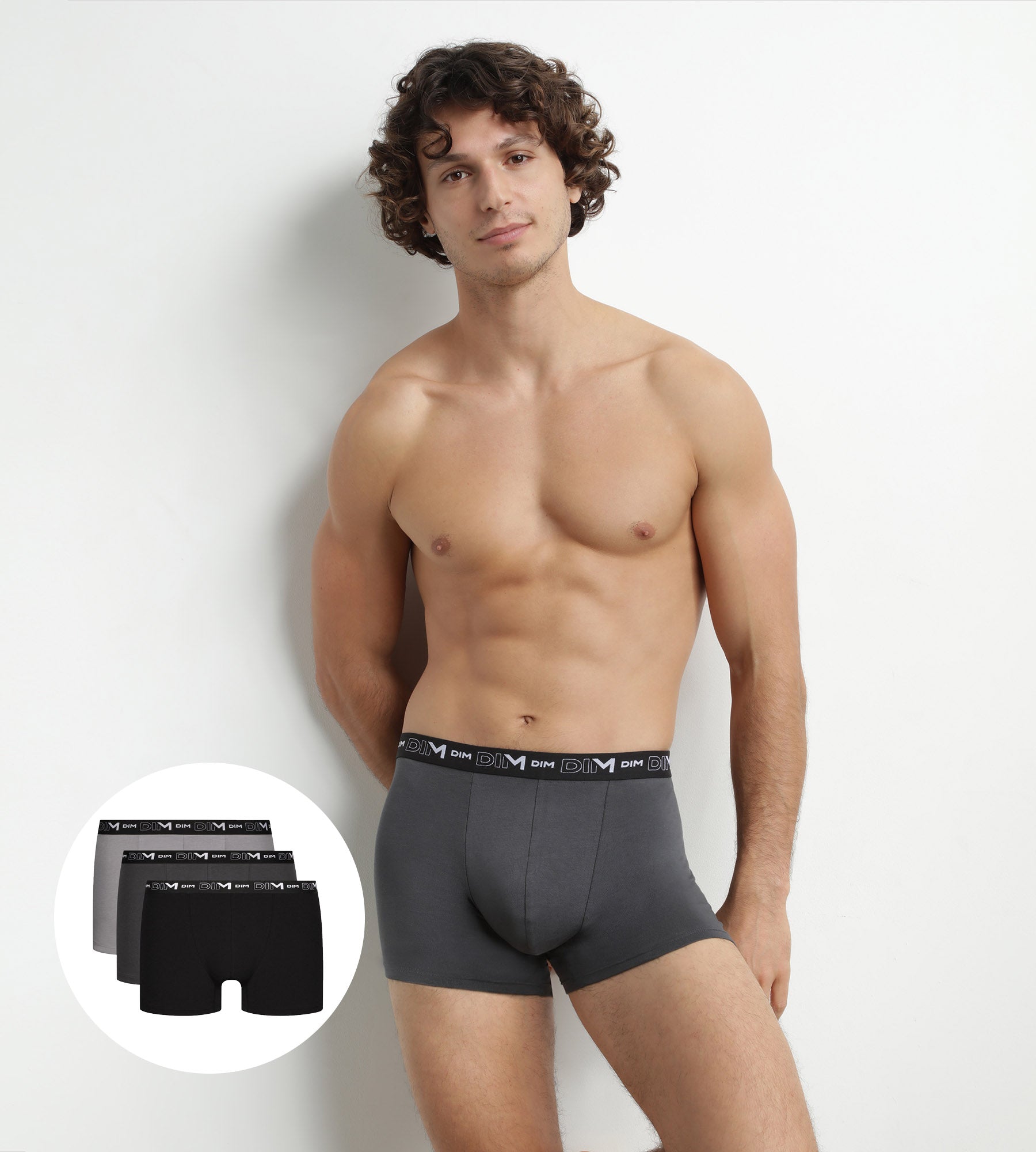 Pack de calzoncillos bóxer de algodón para hombre Negro Gris Dim
