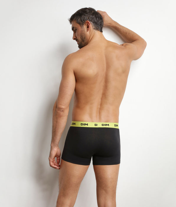 DIM 3er-Pack schwarze Boxershorts für Herren mit farbigem Bund Magenta Mix & Colors