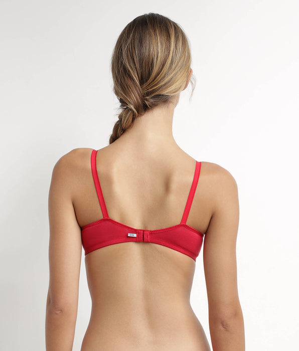 DIM Soutien-gorge triangle sans armature en coton Rouge Dim Daily