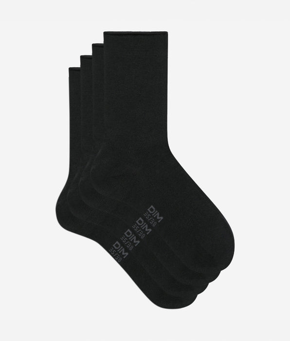 DIM 2er-Pack schwarze Damensocken aus Modal-Baumwolle mit Rollbündchen - DIM Modal