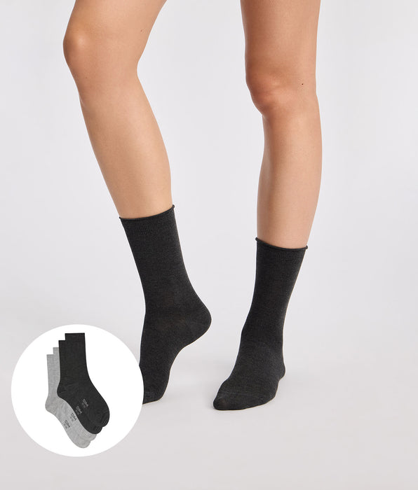 DIM Pack of 2 women’s socks in light grey, anthracite grey Modal