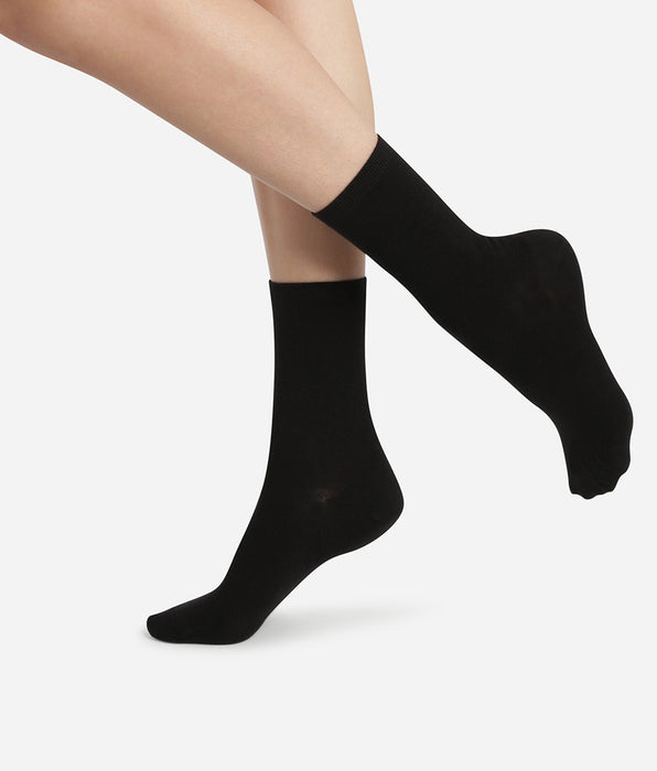 DIM Pack of 2 pairs of black Femme Pur Coton socks for women