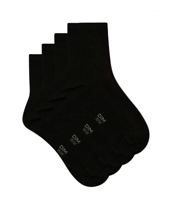 DIM Pack of 2 pairs of black Femme Pur Coton socks for women