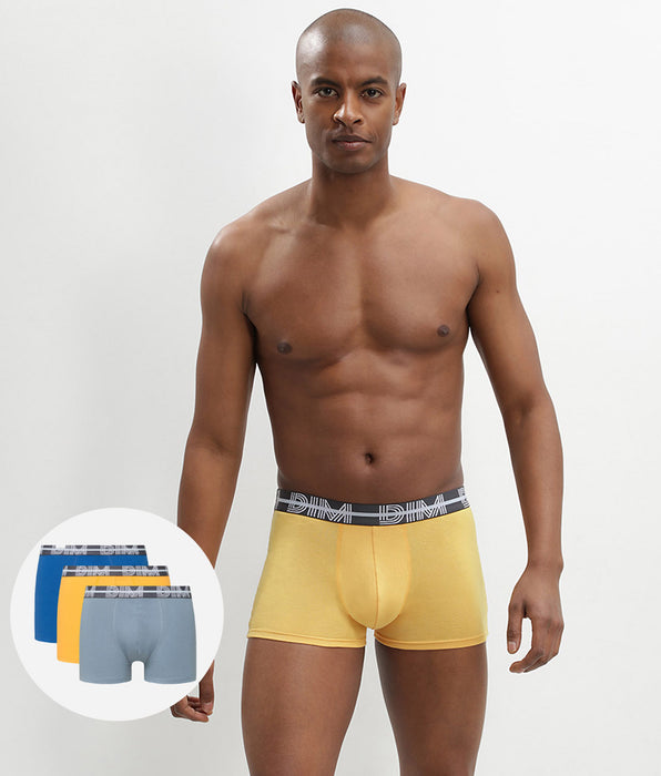 DIM Dim Powerful pack of 3 stretch cotton trunks with graphic waistband in blue