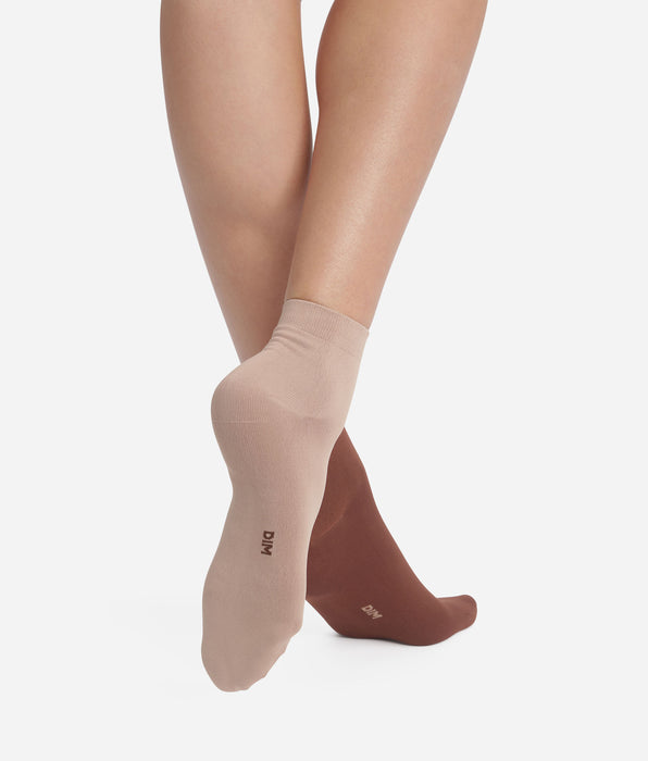 DIM Lot de 2 paires de chaussettes femme Taupe Café Skin