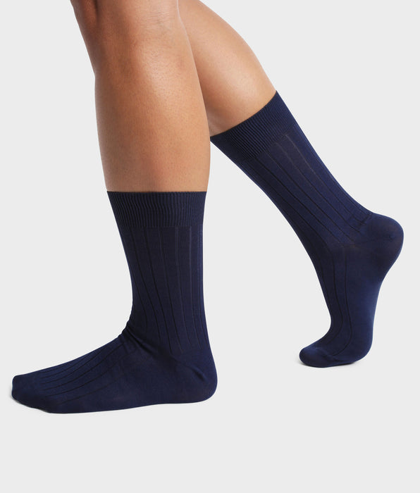 DIM Pack of 2 pairs of men's socks in cotton Navy blue in Scottish thread Dim