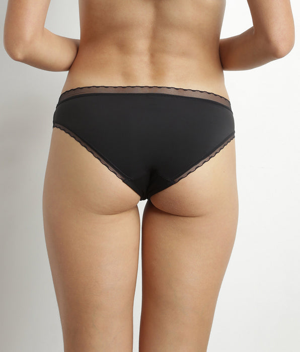 DIM Schwarzer Slip aus Mikrofaser und Tüll - Dim Daily Confort