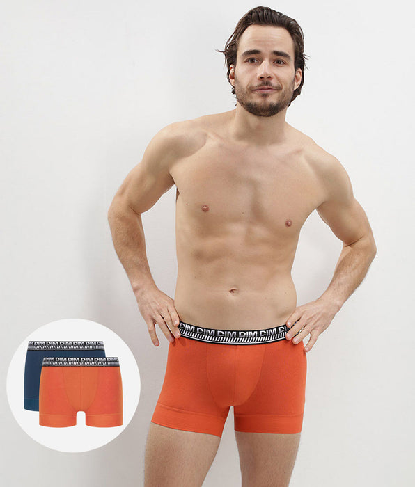 DIM 2er-Pack orange/blaue Boxershorts mit PowerGrip Beinabschluss - Stay & Fit