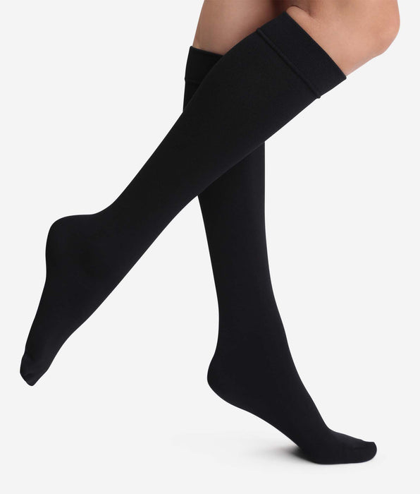 DIM Dim Thermo 140D opaque black fleece knee-highs