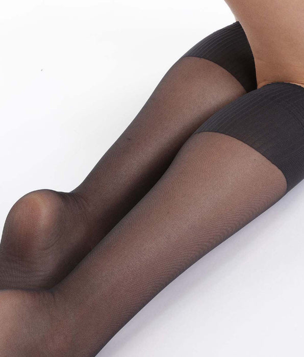 DIM Pack of 2 pairs of black AbsoluFlex 20 transparent knee highs