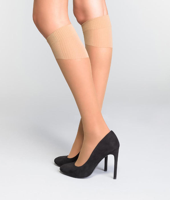 DIM Pack of 2 pairs of caramel AbsoluFlex 20 transparent knee highs