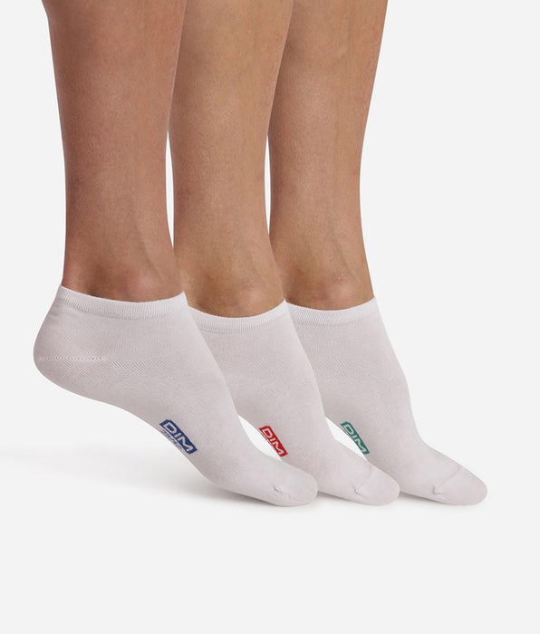 DIM Pack of 3 pairs of white cotton trainer socks for men