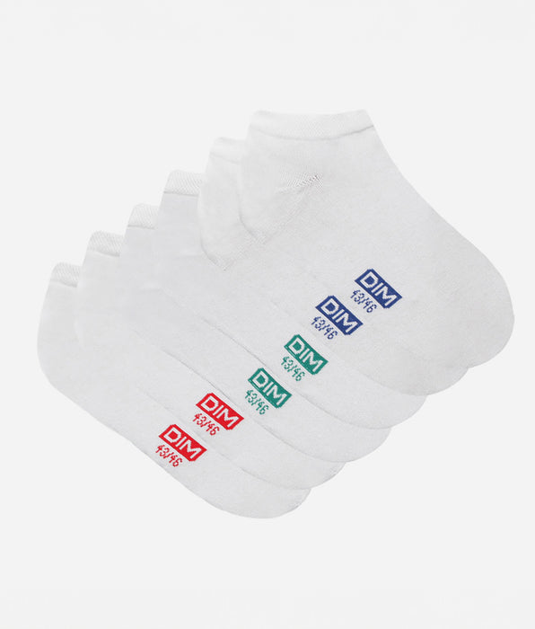 DIM Pack of 3 pairs of white cotton trainer socks for men