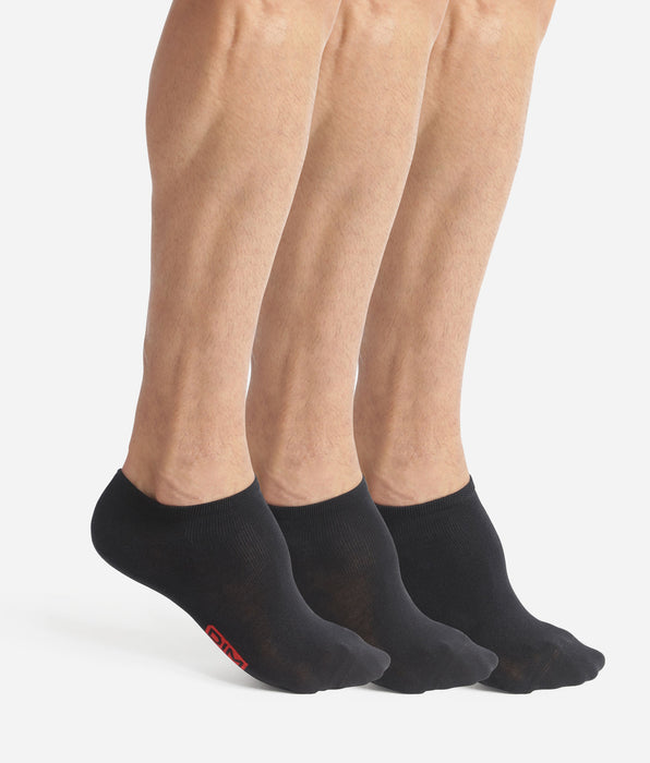 DIM Pack of 3 pairs of men's ankle socks Black Dim Cotton