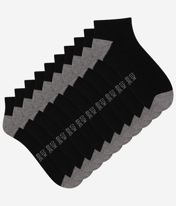DIM Pack de 5 pares de calcetines para hombre bajos de algodón negro EcoDim Sport