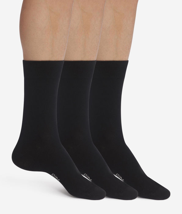 DIM Pack of 3 Pairs of Men's Socks Black Dim Cotton