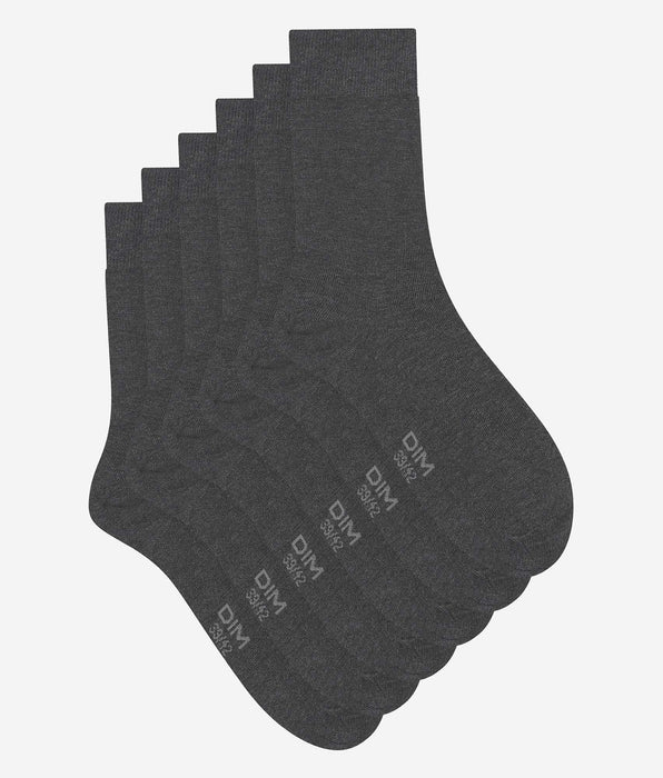 DIM Pack of 3 Pairs of Men's Anthracite Mottled Dim Cotton Socks