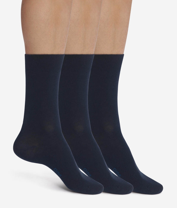 DIM Lot de 3 paires de chaussettes homme Bleu Marine Dim Coton Confort