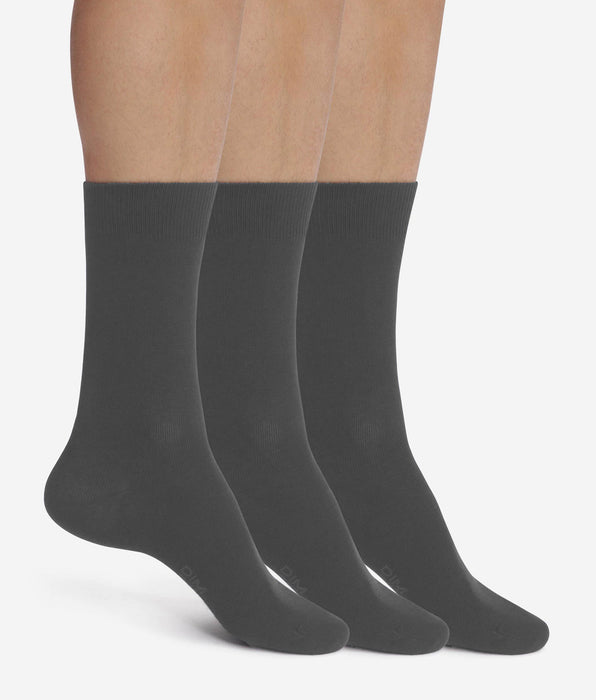 DIM Pack of 3 Pairs of Men's Anthracite Comfort Cotton Socks Dim