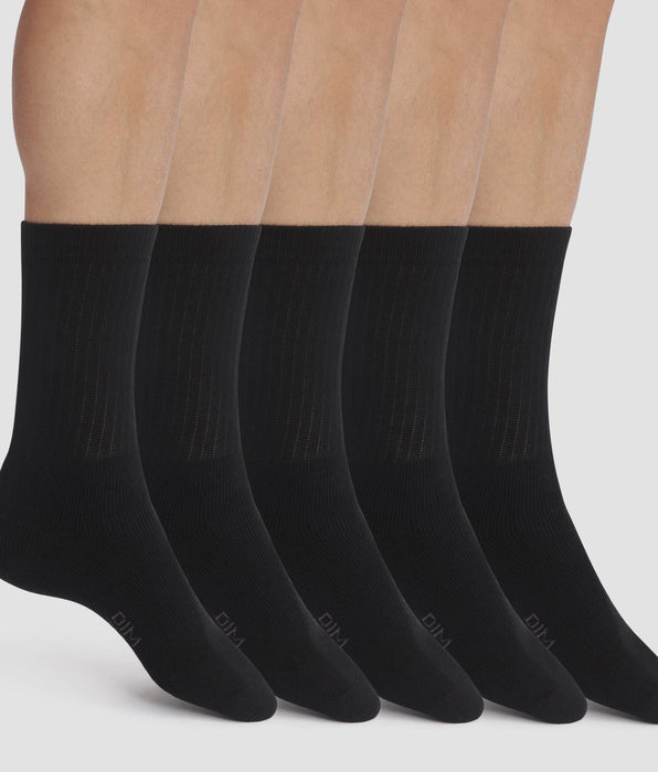 DIM Pack de 5 pares de calcetines de hombre de algodón negro EcoDim Sport