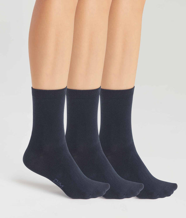 DIM Pack of 3 pairs of women's cotton socks in Navy Blue Dim
