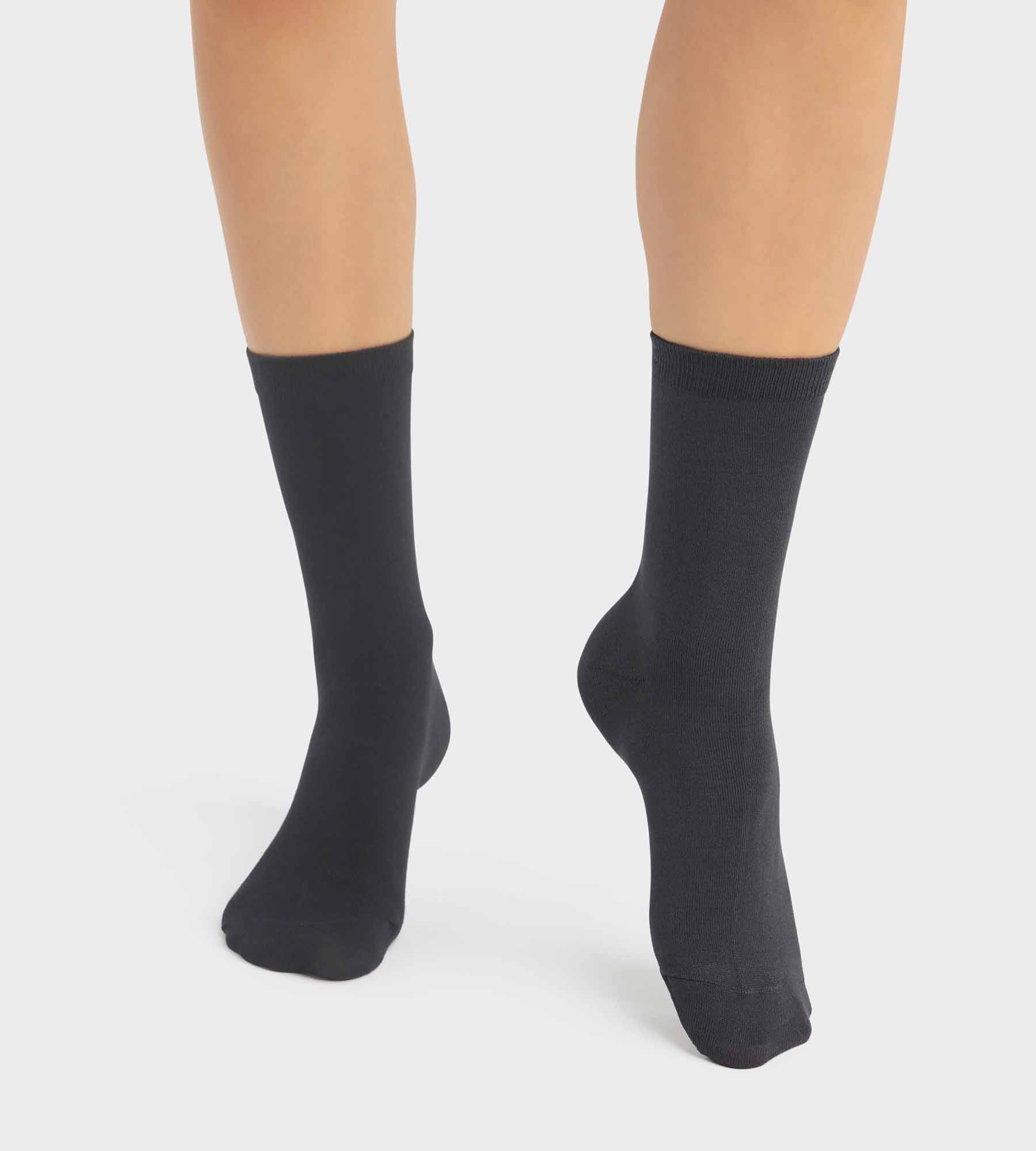 Pack of 2 pairs of women's viscose socks in Anthracite Dim Bambou | DIM