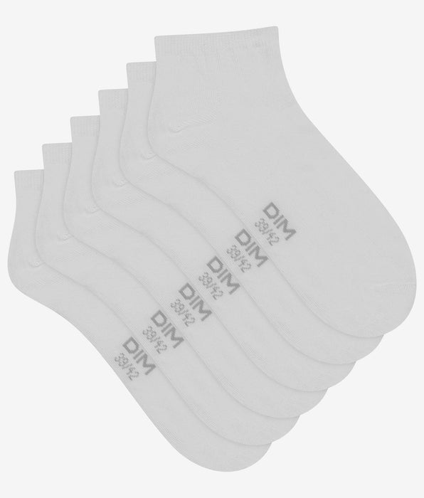 DIM Pack of 3 Pairs of Men's Short Socks White Dim Cotton