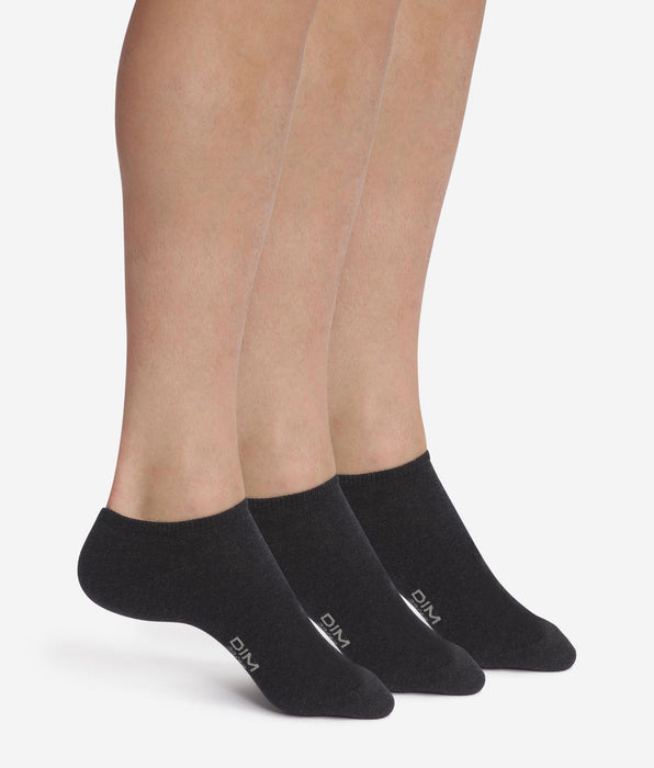 DIM Pack of 3 Pairs of Men's Short Socks Black Dim Cotton