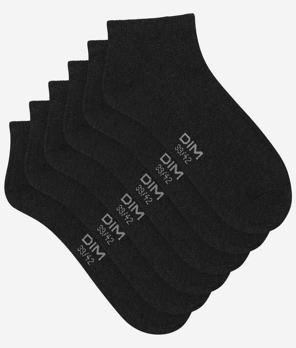 DIM Pack of 3 Pairs of Men's Short Socks Black Dim Cotton