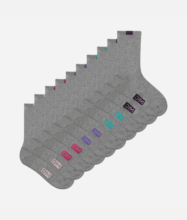 DIM ECODIM Pack of 5 Pairs of Women's Light Grey Cotton Mixed Socks