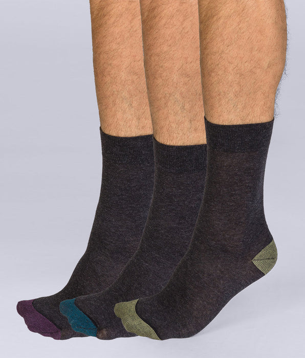 DIM Pack of 3 pairs of Mix and Match Coton Style mid calf socks for men