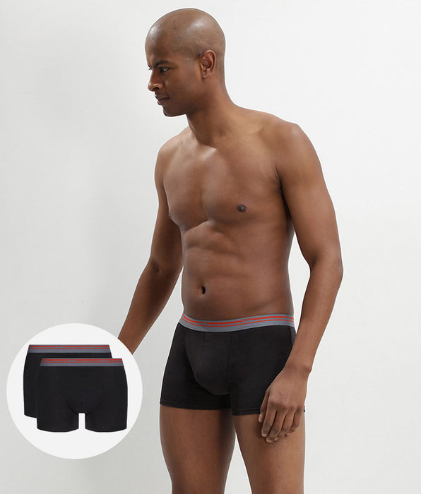 DIM Pack of 2 black stretch cotton boxer shorts for men Daily Colors