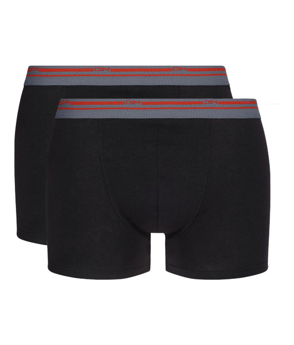 DIM Pack of 2 black stretch cotton boxer shorts for men Daily Colors