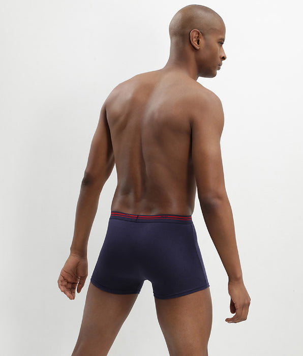 DIM Lot de 3 boxers coton stretch Bleu Denim et Rouge Lave Daily Colors