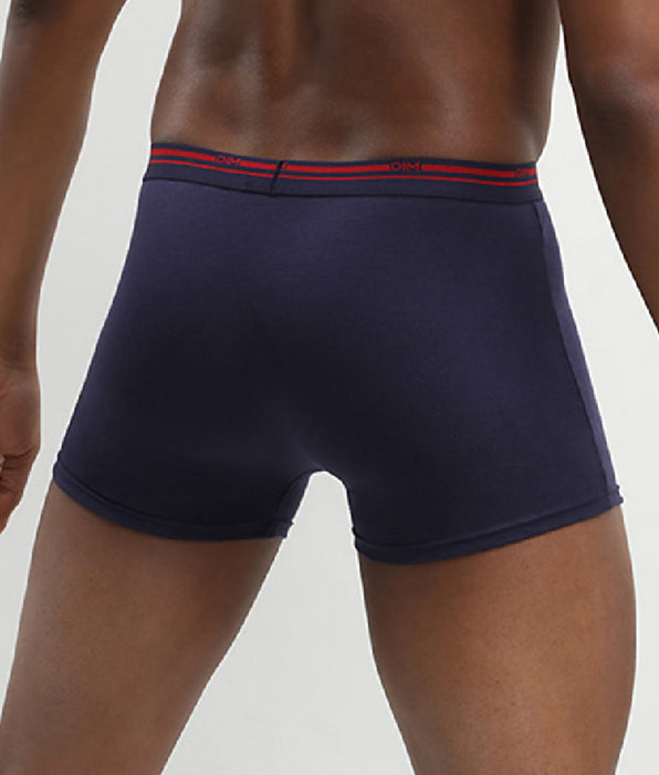 DIM ⁣⁢Lote de 3 boxers de algodão stretch Azul Denim e Vermelho Lava Daily Colors⁤⁣