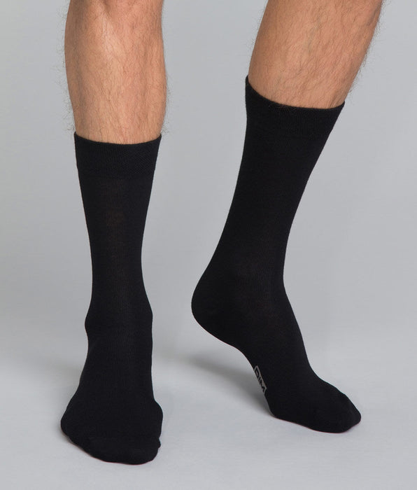 DIM Pack of 3 pairs of black Basic Coton mid calf cotton socks for men