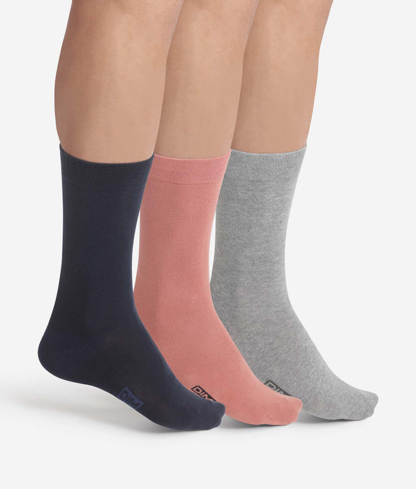 DIM 3er-Pack Herrensocken aus Baumwolle in Marine, Rosa und Grau Dim