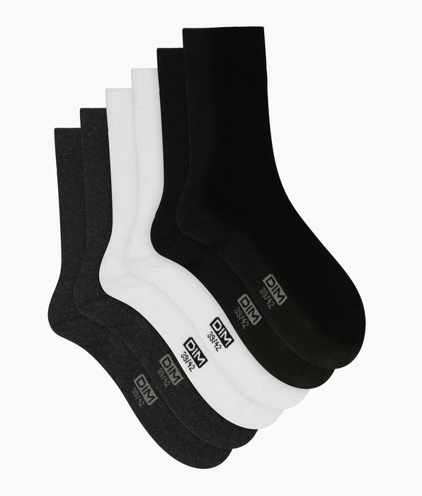 DIM 3er-Pack kurze Herrensocken Grau Tuxedo Beige Baumwolle