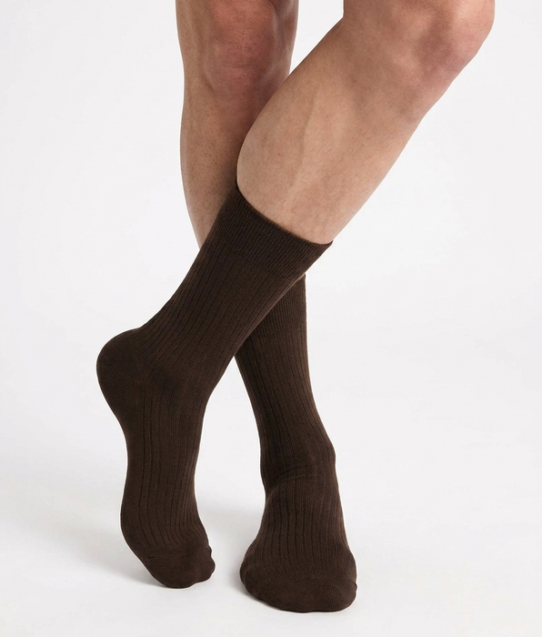 DIM Lot de 3 chaussettes homme Chocolat, cassis, taupe Coton