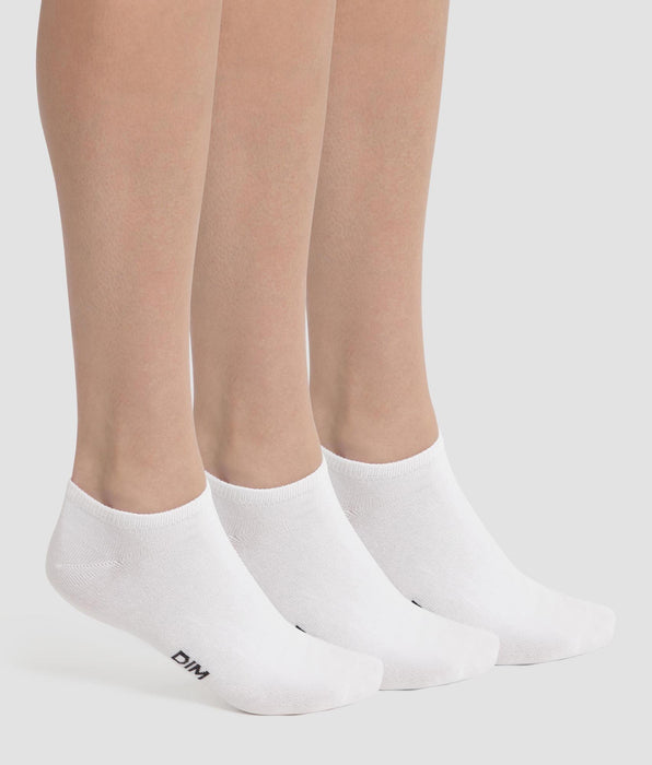 DIM Pack of 3 Women's Short Socks White Dim Cotton