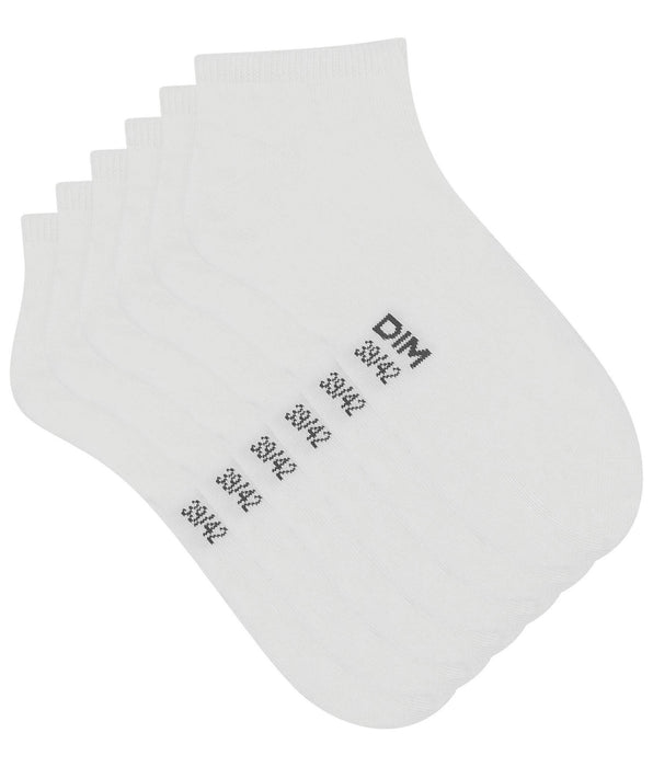 DIM Pack of 3 Women's Short Socks White Dim Cotton