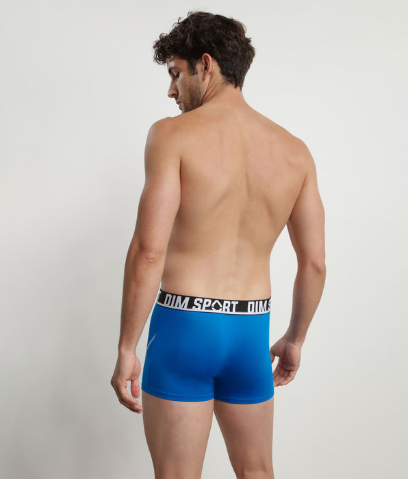 DIM Pack of 3 men's Blue Dim Sport thermo-regulating microfibre boxers