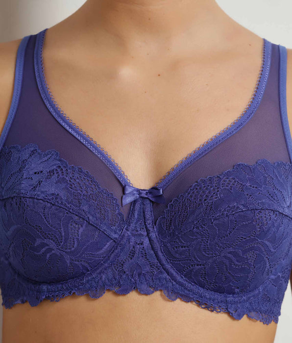 DIM Generous Essentiel blue lace full cup bra