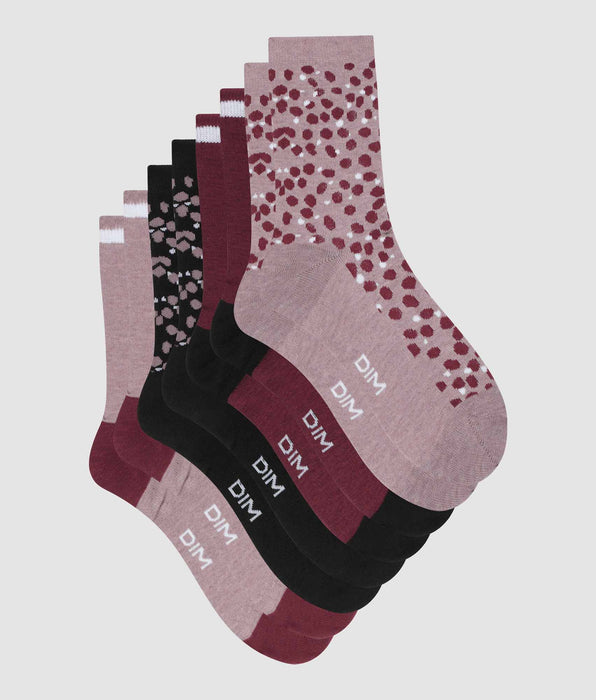 DIM Pack of 4 pairs of women's socks in Garnet Black with spots Ecodim Style