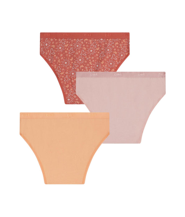 DIM Pack of 3 girls' stretch cotton briefs with sun print Les Pockets