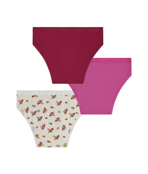DIM Pack of 3 Liberty Violet stretch cotton girls' briefs Les Pockets