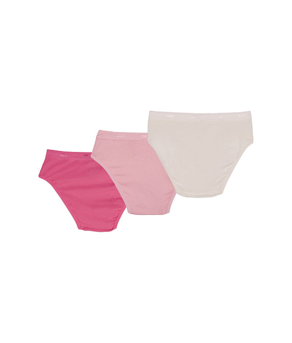 DIM 3er-Pack Mädchenslips mit Logobund rosa/pink/perlmutt - Pockets