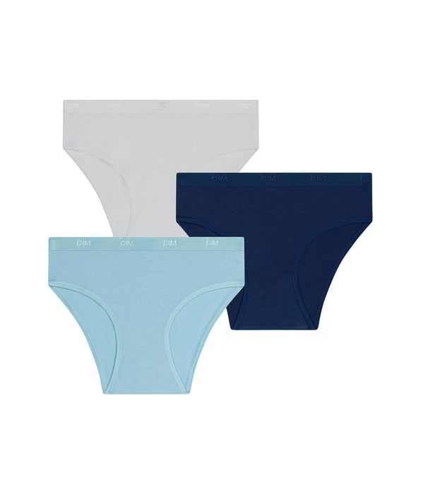 DIM Pack of 3 Les Pockets Ecodim Kids girls' knickers in azure blue